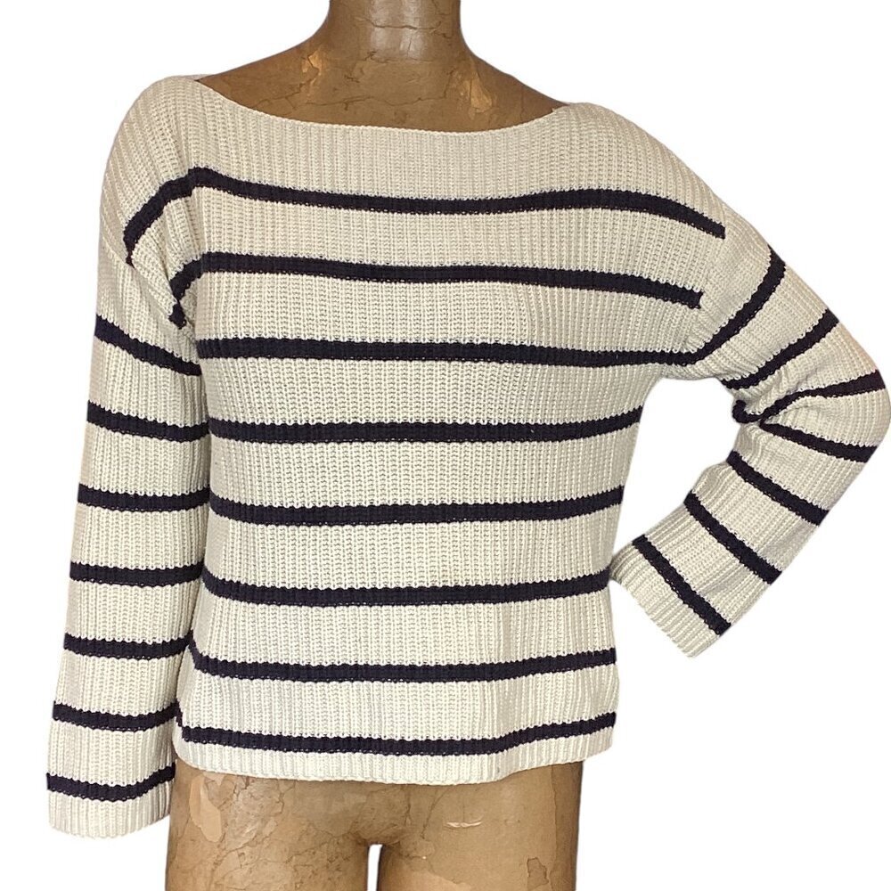 H&M Striped Boatneck‎ Knit Pullover Sweater Sz M #314B